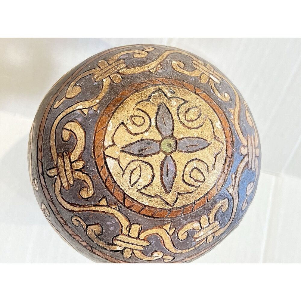 Vintage Antique Ceremonial Decor Pottery Ceramic Ball Asia Middle East 4.5” Dia - Picture 12 of 16